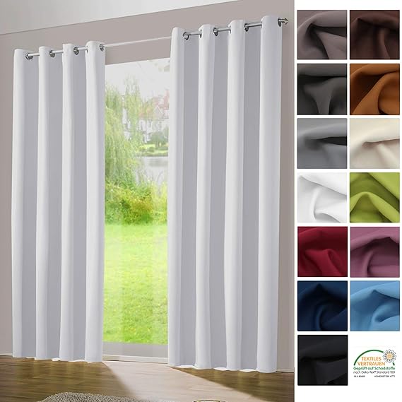heimtexland ® 1 Paar Thermo- Verdunklungsgardinen Ösenschal isolierend verdunkelnd schalldämmend Blickdicht Gesund Wohnen Vor