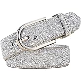 NONGFUGE Fashion Sparkly PU Leather Waist Belts for Women Formal Dresses Jeans