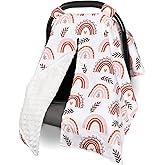 Baby Car Seat Cover, Breathable Infant Carseat Cover for Summer Peekaboo Opening Car Seat Canopy Cover, Nursing Cover for Baby Boys Girls (Rainbow)