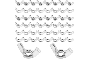 Waziaqoc 1/4"-20 Wing Nuts (50Pcs), 304 Stainless Steel Wing Nuts Fasteners Parts 1/4"-20 Butterfly Nut