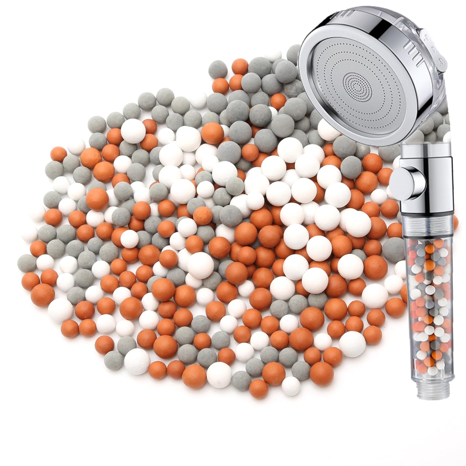 6 Packs Shower Head Filter Beads Set (2 Sizes), Multicolor Filter Balls Ionic, Shower Head Bio-Active Stone Filter for Hard Water, Fluoride and Other Impurities