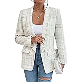 Nihsatin Women's Business Casual Blazer Lapel Collar Open Front Long Sleeve Jackets