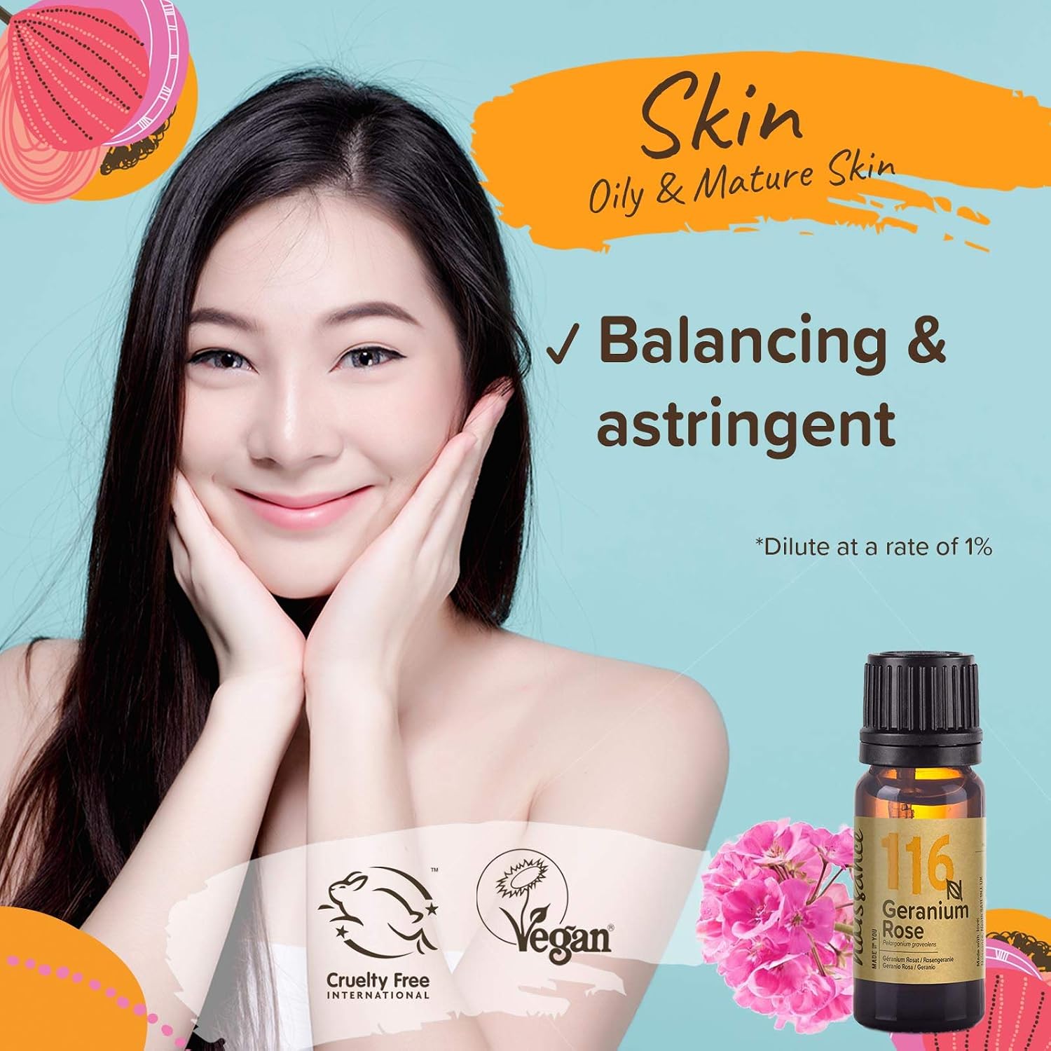 Naissance Geranium Rose Essential Oil 10ml, Pure, Natural, Steam Distilled, Cruelty Free, Vegan and Undiluted - Image 5