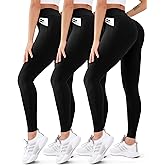 3 Pack High Waisted Leggings for Women Butt Lift Tummy Control Yoga Pants Non See-Through Workout Running Pants…