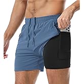 Aolesy Men's Gym Shorts Linerless & Liner - 5" Quick Dry Workout Running Shorts with Zip Pockets Sports Athletic Shorts