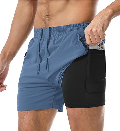 Aolesy Men's in Running Shorts Inch Quick Dry Gym Workout