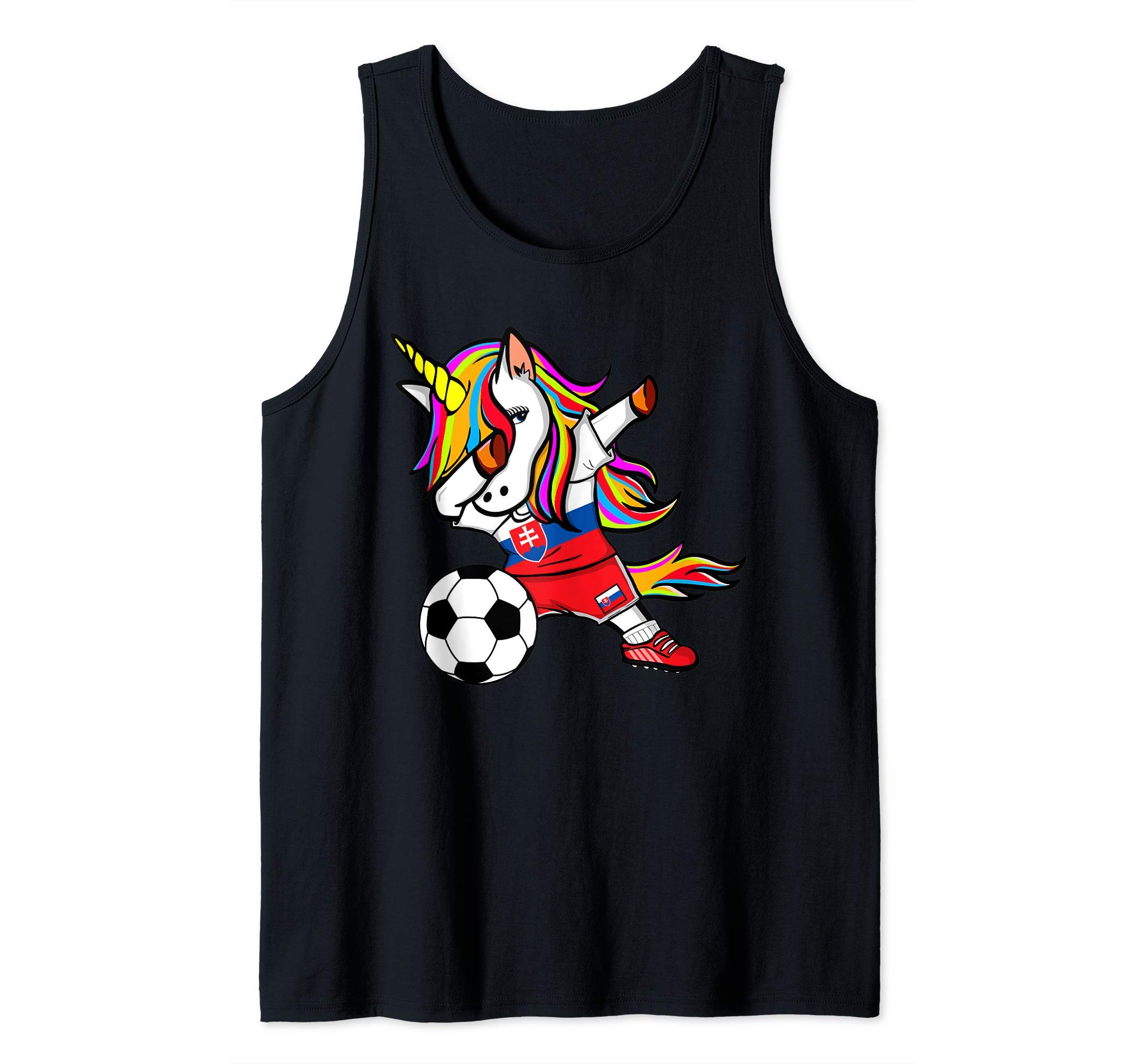 Funny Dabbing Unicorn Slovakia Football - Slovak Flag Soccer Tank Top