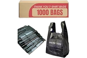 AJB STYL Thank You Plastic Bags, Plastic Shopping Bags, t shirt Bags , Grocery Bags, Thank You Bags With Handles, Thank You Bags for Business Small, bolsas de plástico para negocio 1000 (11.5"x 6"x 21")