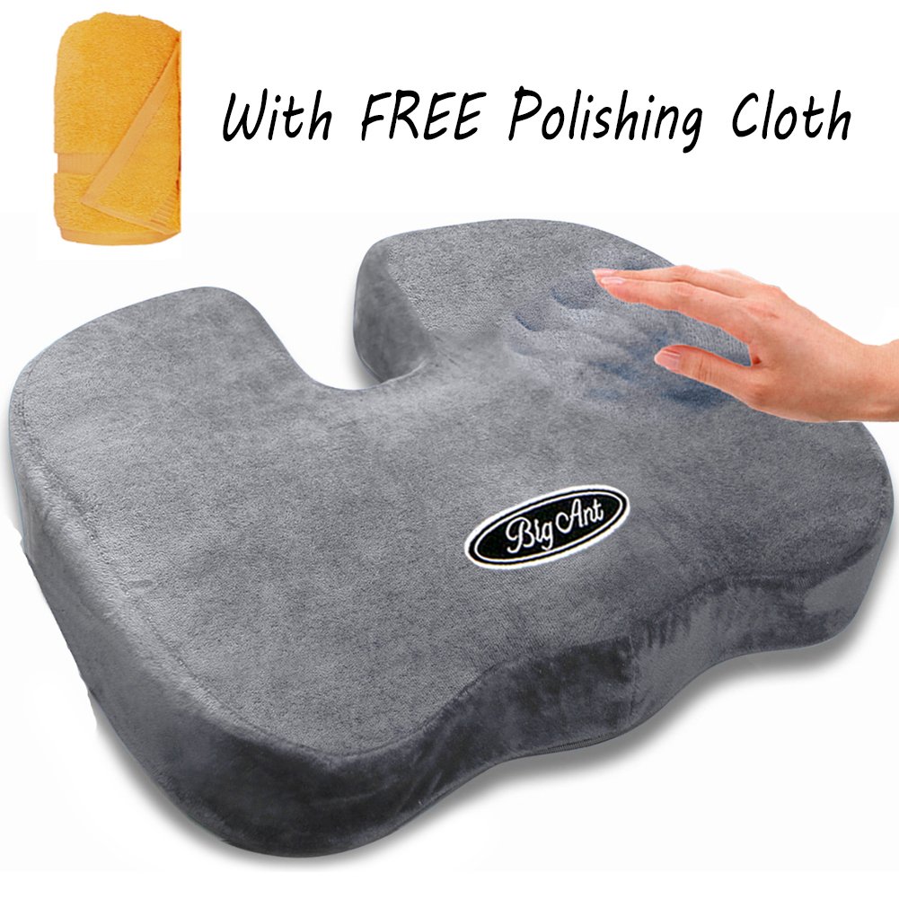 Car Seat Cushion - Coccyx Orthopedic Comfort Memory Foam for Back Pain and Sciatica Relief - Perfect for Office Chair 100% Memory Foam Guaranteed(Gray)