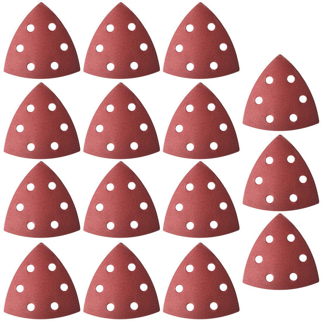sourcing map Detail Sander Sandpaper, Triangular Sanding Paper, Hook and Loop Sanding Pads, Triangle Oscillating Multi Tool, 320 Grits 6 Holes, 15pcs