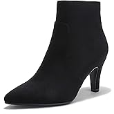 IDIFU Women's CLARA-Z Pointed Toe High Heel Ankle Booties Zipper Buckle Strap Short Boots