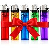 Disposable Lighters Pack of 5, Assorted Colors, Transparent Body | Pocket butane lighters for candles, kitchen, BBQ, camping, emergency use. 5 colors: red, yellow, blue, green, purple.