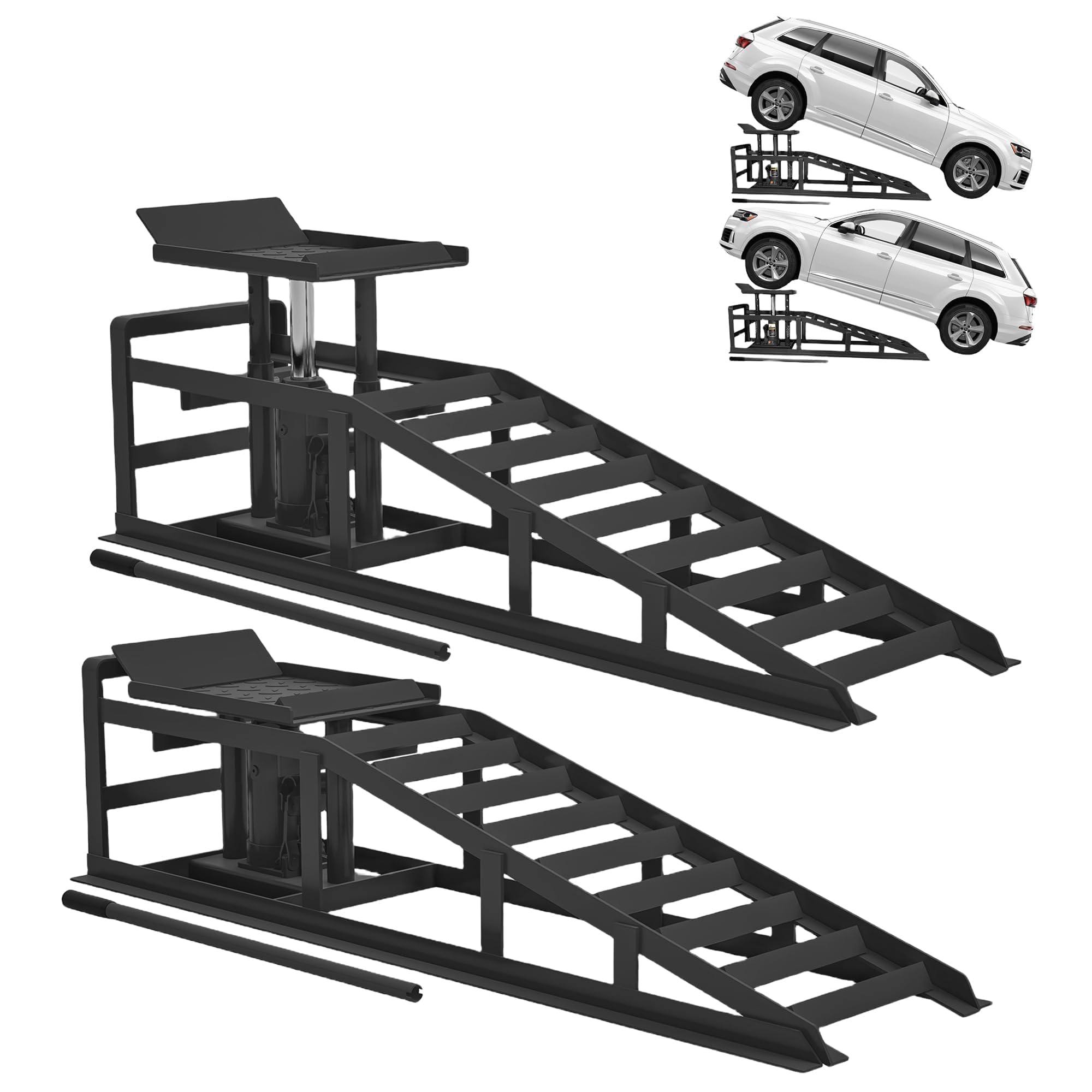 Photo 1 of 2 Pack Hydraulic Car Ramps 5T 10000lbs Low Profile Car Lift Service Ramps Truck Trailer Garage,Height Hydraulic Vehicle