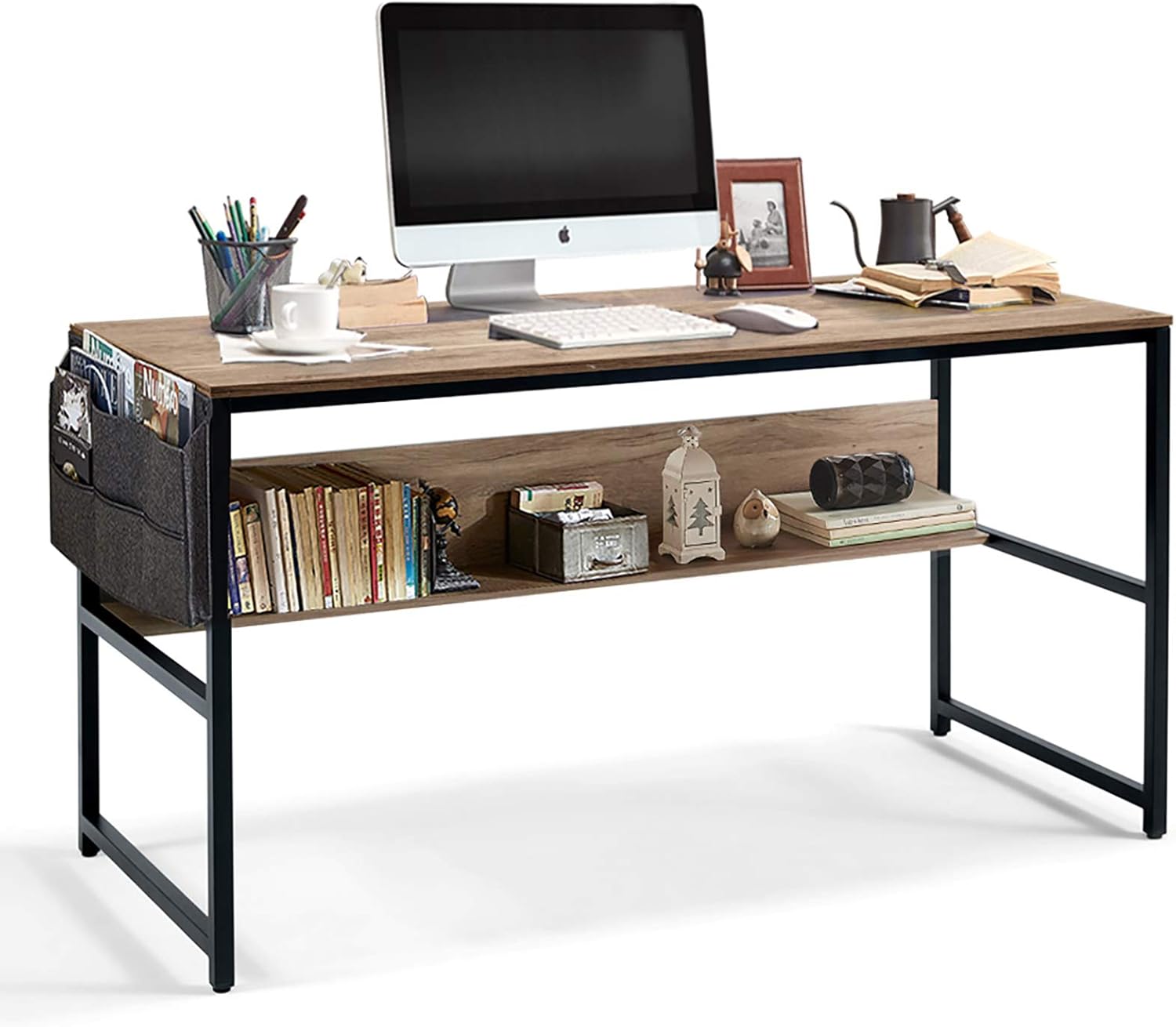 Linsy Home 55 Inch Computer Desk with Storage Bag and Hooks