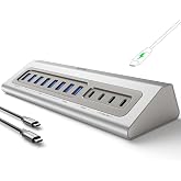 Gitfos Powered USB Hub, 15 in 1 USB 3.2 Hub, USB C Hub, 10Gbps, PD 100W | 2 USB C 45W Charge &bull; 8 USB-A &bull; 2 USB-C &bull; 65W Adapter &bull; 3.3FT Cable &bull; Aluminum Desktop USB Hub for PC,Mac,Mac Mini,iMac,iPad