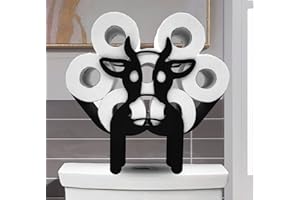 EUIROET Black Cow Metal Toilet Tissue Holder,Animal Paper Holders,Decorative Metal Paper Holder,Funny Toilet Paper Storage for Bathrooms,FreeStanding Metal Toilet Paper Organizer Hold Extra 8 Rolls