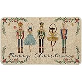 Artoid Mode Watercolor Nutcrackers Merry Christmas Doormat, Seasonal Winter Low-Profile Rug Switch Mat for Indoor Outdoor 17x
