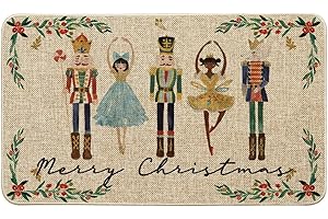 Artoid Mode Watercolor Nutcrackers Merry Christmas Doormat, Seasonal Winter Low-Profile Rug Switch Mat for Indoor Outdoor 17x29 Inch