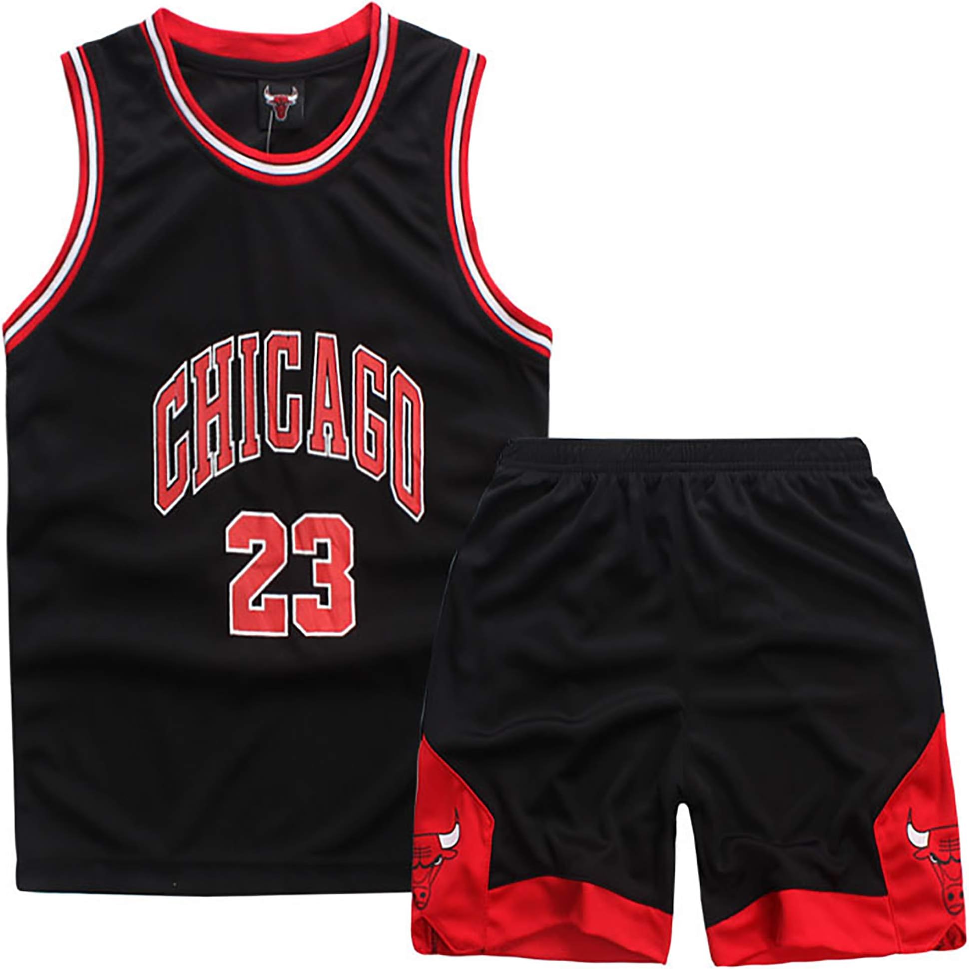 RVRE Chicago Bulls No. 23 Kid's Basketball Performance Tank Top and Shorts Set, Children's Sleeveless Jerseys Shirt, Sports Fan Jerseys