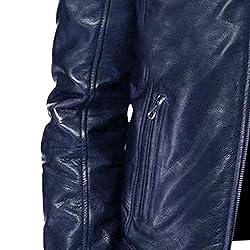 SWJGLITTR Men Slim Fit Motorcyle Leather Jacket
