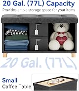 BRIAN & DANY Ottoman Storage Box with 4 Wood Legs Gray 76 x 38 x 38 cm view 5