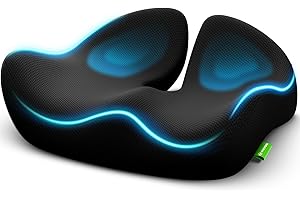 AUVON Contoured Seat Cushion for Tailbone, Coccyx, Sciatica Pressure Relief, Ergonomic Office Chair Cushion for Long Sitting 