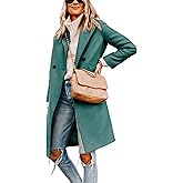 Hooever Women's Winter Wool Coat Casual Notch Lapel Single-Breasted Peacoat