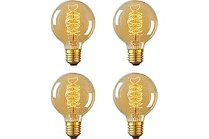 G80/G25 Vintage Decorative Edison Bulbs- 40W 120V Globe Antique Incandescent Bulbs Dimmable E26 Amber Glass 2200K Warm White 
