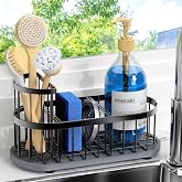 Sink Caddy Sponge Holder for Kitchen with Stone Drying Mat &amp; Brush Holder | Space-Saving Kitchen Sink Organizer with Full-Size Tool Storage, Fits Most Sinks, Kitchen Organization and Storage Essentials