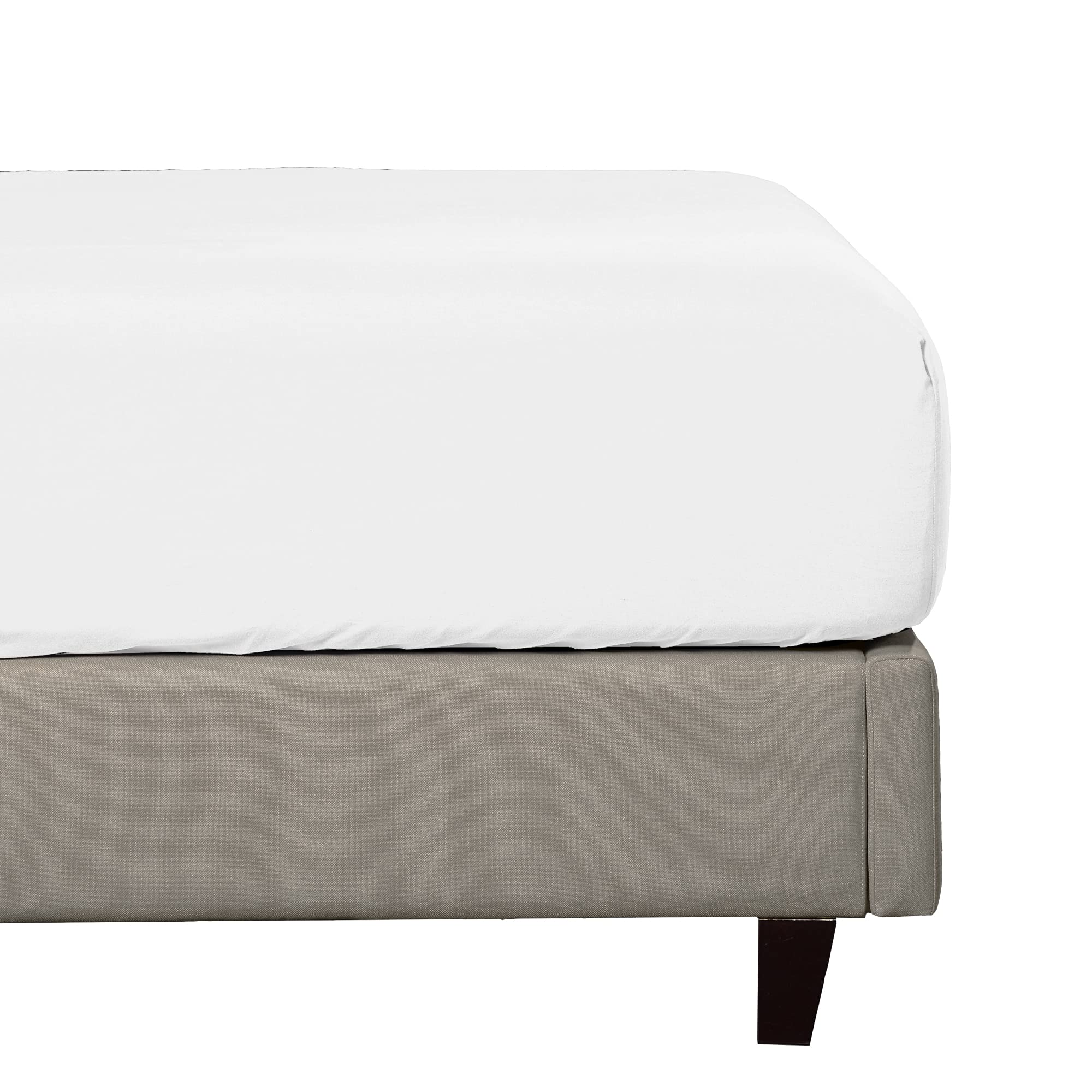 Soft Cotton Rich Single Fitted Sheet, Lightweight Cool Percale, 90 x 190 + 30 cm Fully Elasticated Deep Sheet, White