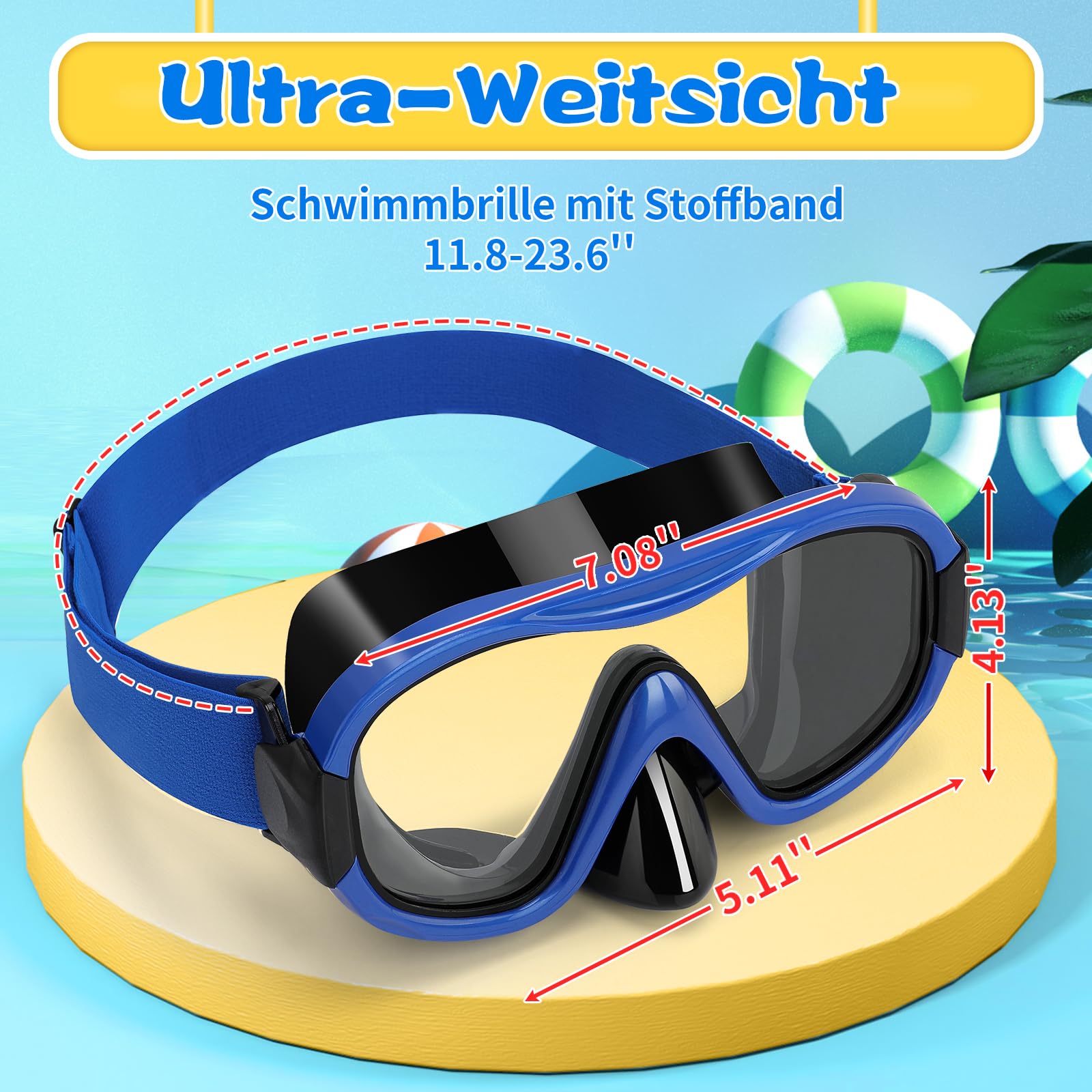 Tauchmaske, professionelle Anti-Beschlag-Schnorchelbrille, auslaufsichere Schwimmmaske mit weichem, verstellbarem Riemen und Netztasche, Ohrstöpsel 2