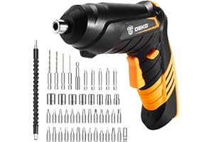 DEKOPRO Cordless Screwdriver, 3.6V Electric Screwdriver Household Battery Rechargeable Power Drill Driver Kit with 47pcs Acce