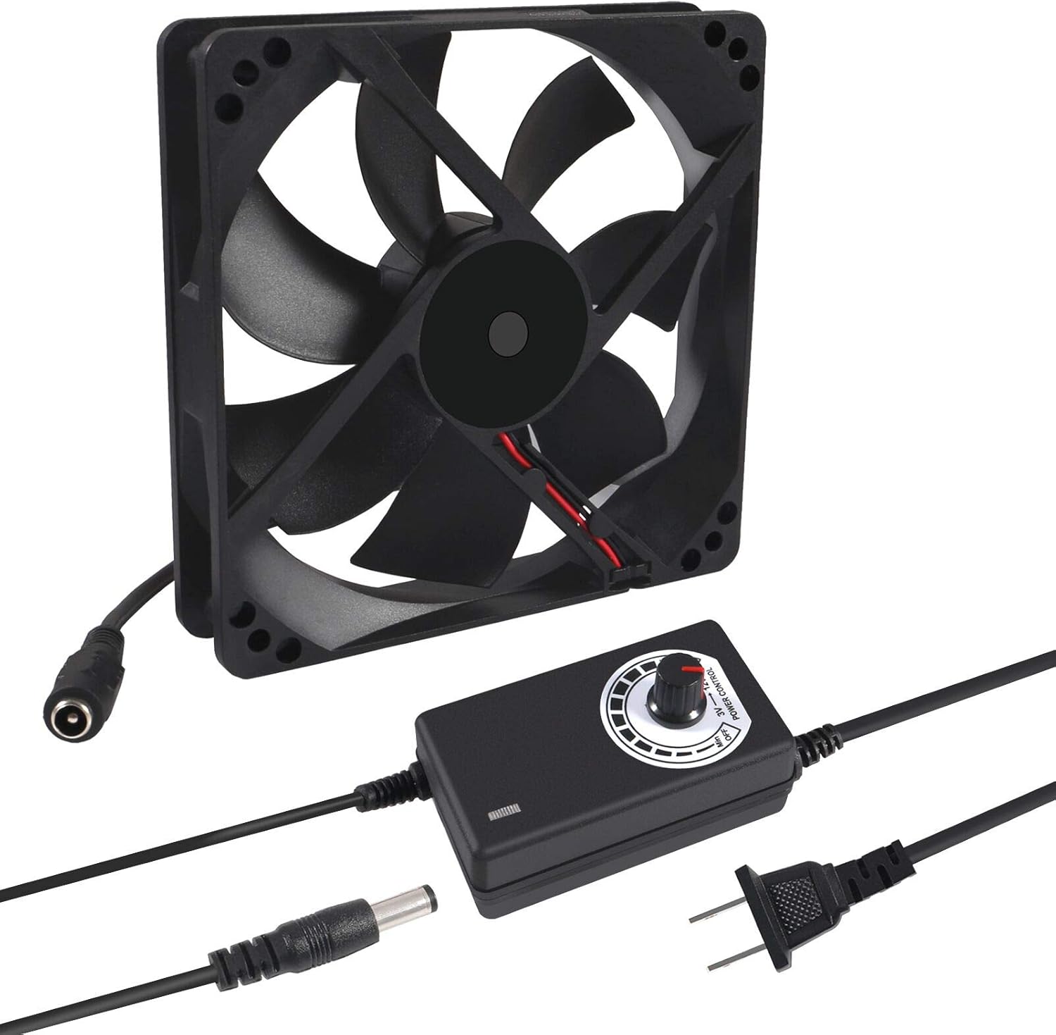 120mm x 25mm 110V 220V AC Powered Cooling Fan with Speed Controller 3V to 12V, 1225