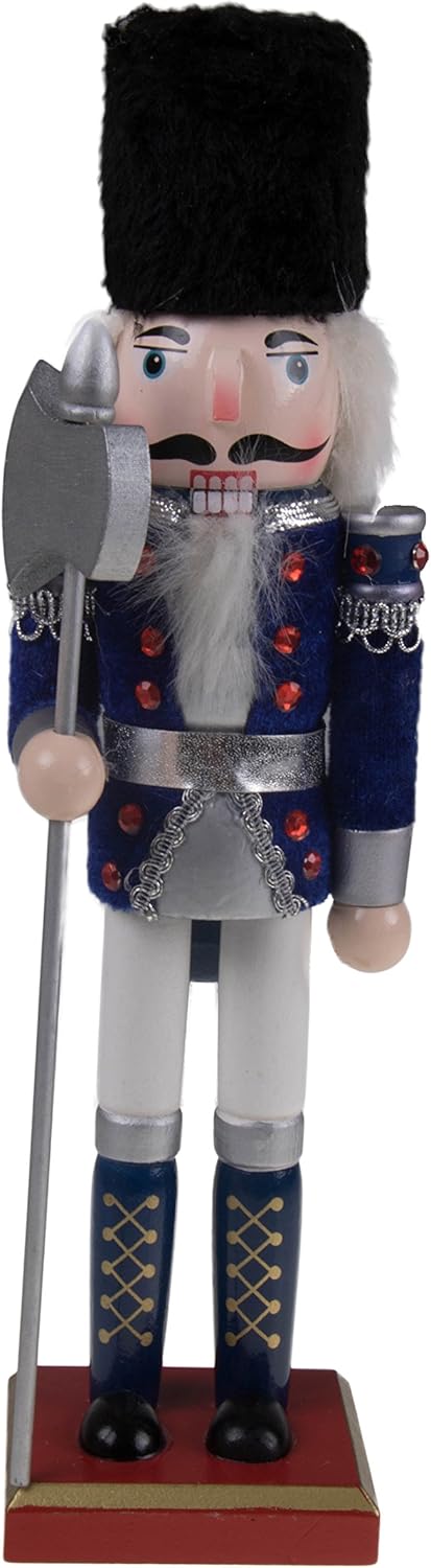 Nutcrackers - Clever Creations Blue Fighter 12 Inch Traditional Wooden Nutcracker, Festive Christmas Décor for Shelves and Tables