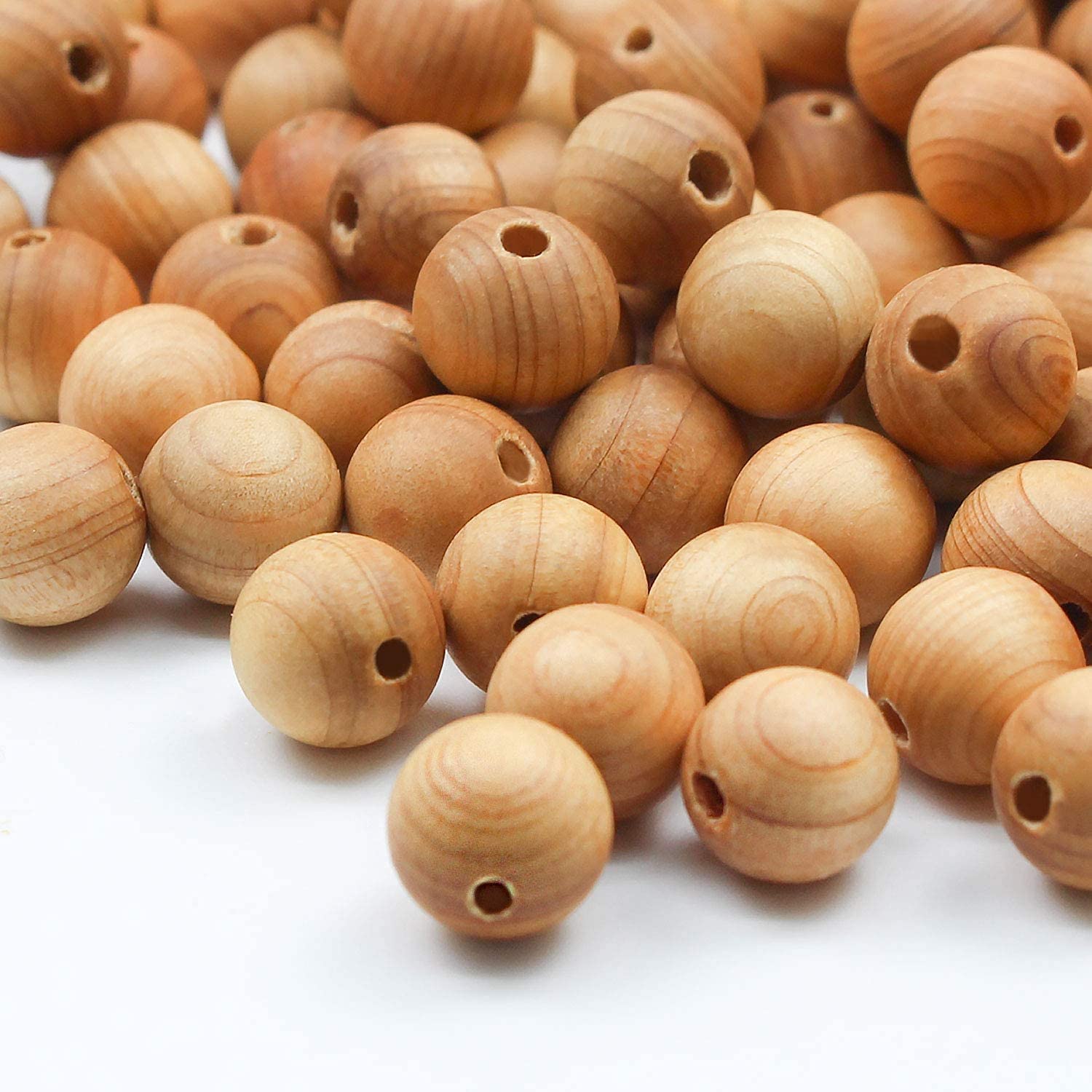 Prometis 200pcs 12mm Natural Sandalwood Round Beads Gorgeous Craft Handmade Polished Spacer Beads with Elastic Cord for Bracelets DIY Jewelry Making (Chinese Thuja Wood(200pcs), 12mm Diameter) — image 1