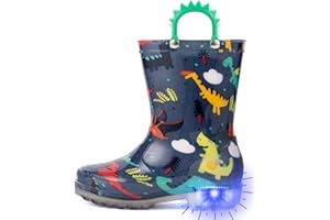 Outee Toddler Kids Adorable Lightwight Waterproof Rain Boots Light Up by Steps
