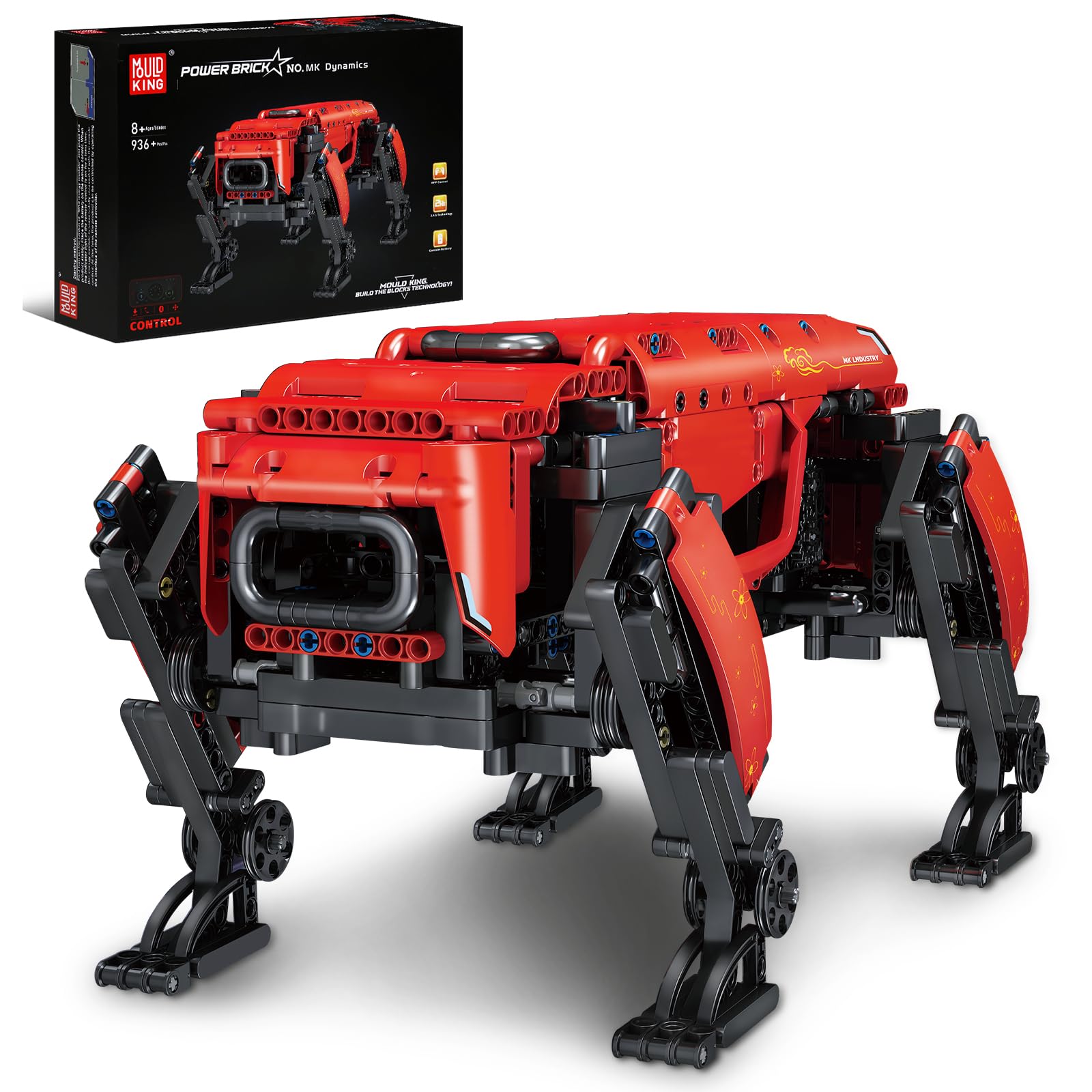 Mould King Remote Control Robot Model, 936 Parts Engineering Mechanical Dog Building Blocks for Adults and Children, DIY Building Set as Toys/Gifts/Collectibles