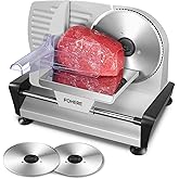 FOHERE Electric Meat Slicer, 200W Deli & Food Slicer with Two 7.5'' Blade(Serrated & Smooth) for Home Use, Precise 0-15mm Adj