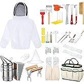 Leriton 30 Pcs Beekeeping Supplies Beehive Equipment Beekeeping Starter Kit Bee Keeper Supplies All with Jacket Beehive Kit Bee Smoker Uncapping Tool for Beginners Professional Beekeepers(Large)