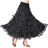 CISMARK Elegant Ballroom Latin Dance Party Long Swing Tiered Skirt for Women