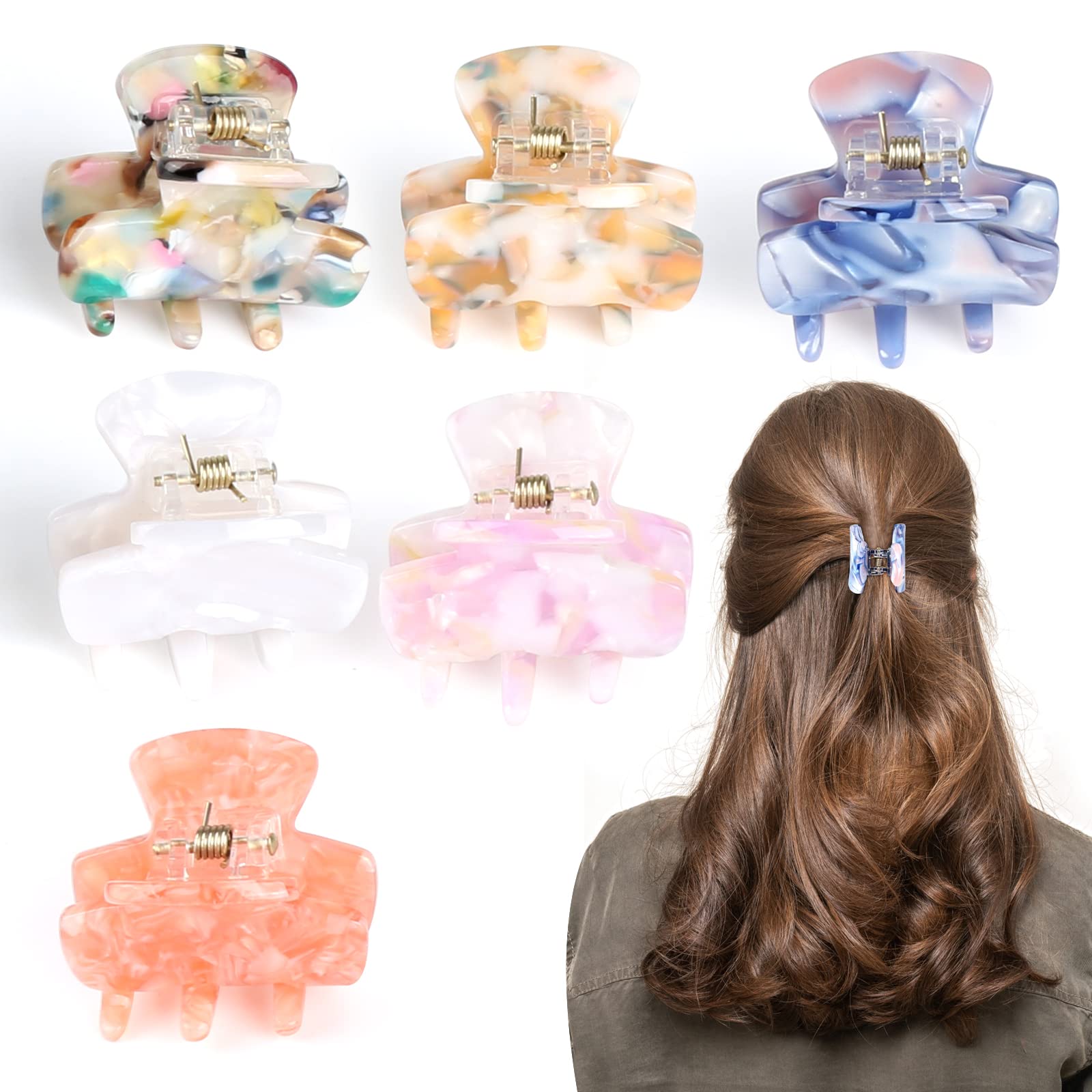 Tortoiseshell Mini Claw Clips - 6 Piece Non-Slip Claw Clips for Women & Girls, Medium & Thin Hair — image 1