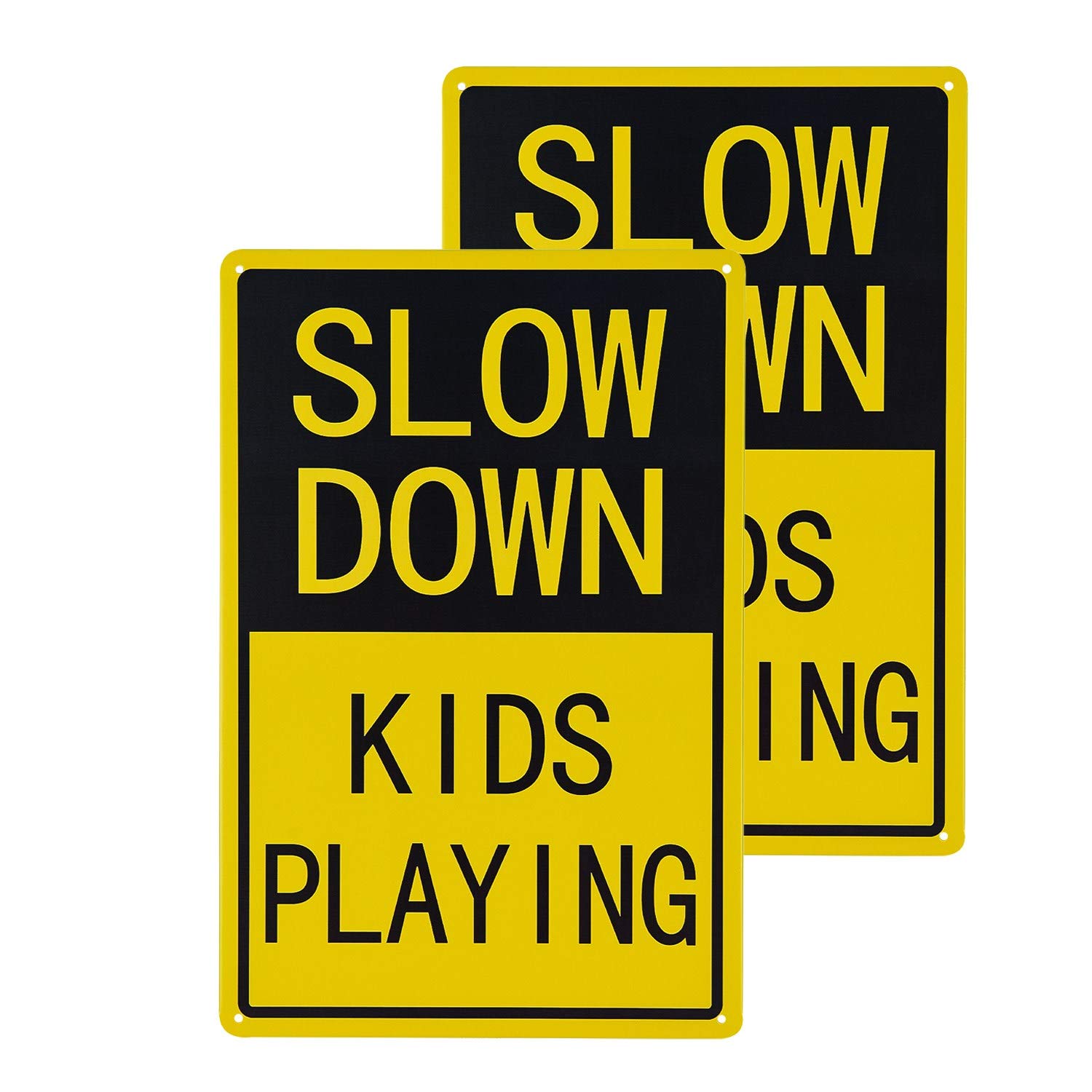 不适用 2 Pack Please Slow Down Children Playing Signs 12" x 8" with Kids at Play Caution Sign