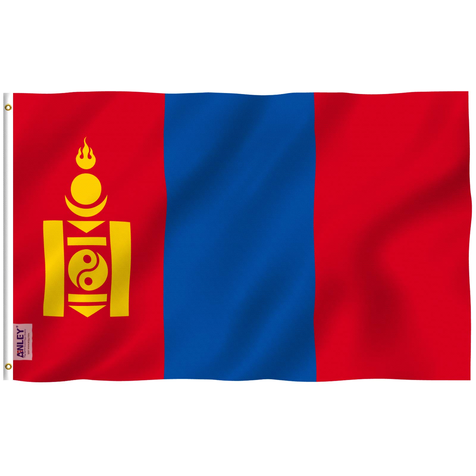 ANLEY Fly Breeze 3x5 Feet Mongolia Flag - Vivid Color and UV Fade Resistant - Canvas Header and Double Stitched - Mongolian Flags Polyester with Brass Grommets 3 X 5 FT