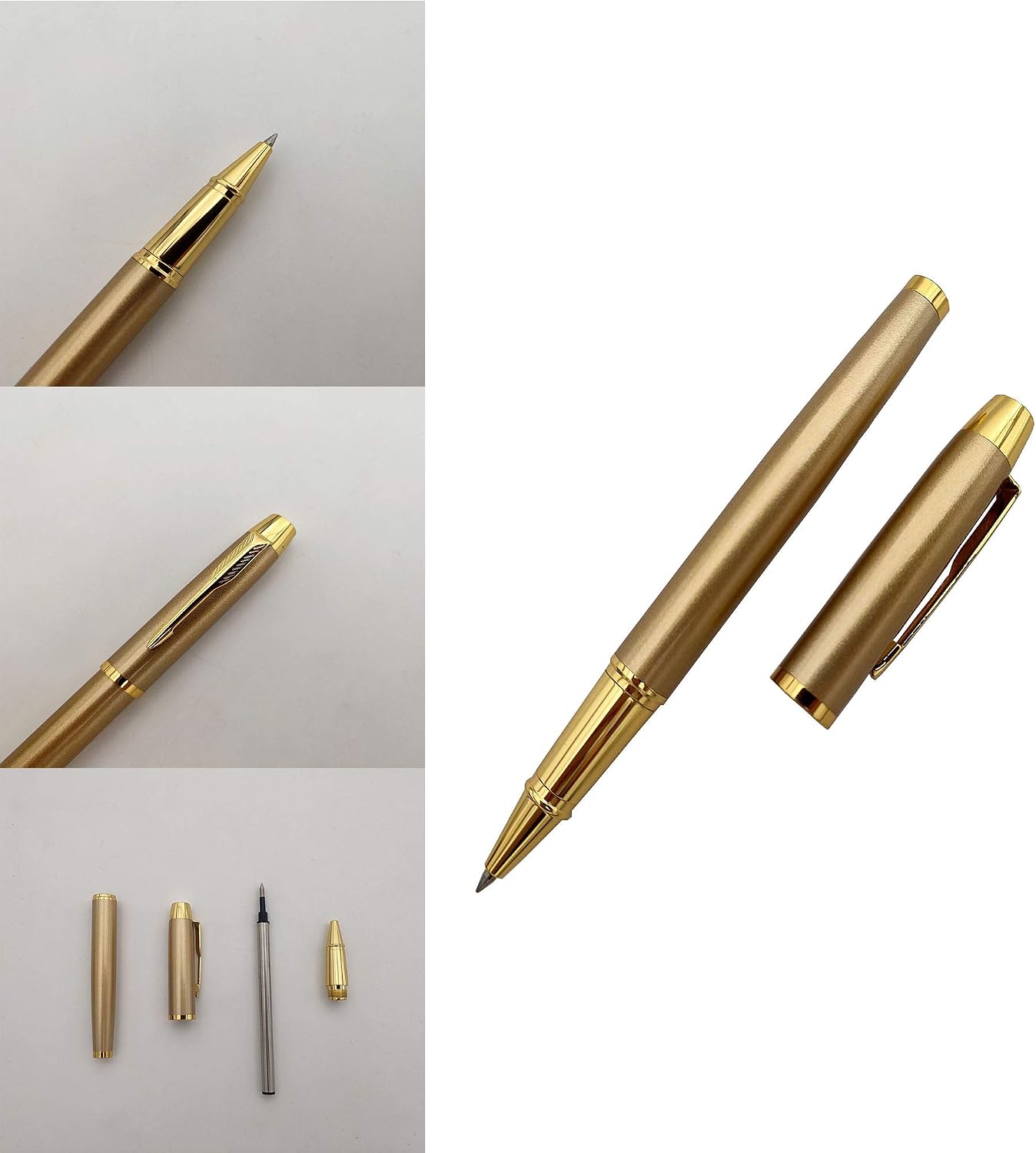 Accod Metal Ballpoint Pen Rollerball Pen Signature Pen with Two 0.5MM Black Pen Refills,Gift Pen for Colleagues and Family,Gift Boxed (Gold) - Image 4