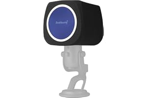 ZealSound Microphone Isolation Shield with Pop Filter,Microphone Isolation Ball Windscreen Foam Cover for Noise Cancel/Sound-Absorbing for Yeti/Nano/AM8/SoloCast and More USB Mics(Black + Blue Filter)