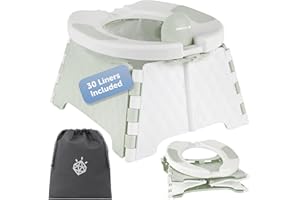 Jool Baby Portable Potty Training Chair with Travel Bag and 30 Liners, Foldable, Indoor/Outdoor Use, Camping (Sage)