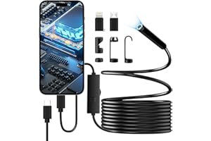 PIPIRICH Endoscope Camera with Light, 1920P HD Borescope with 8+1 Adjustable LED Lights, IP67 Waterproof 16.5FT Semi-Rigid Snake Cord Inspection Camera for iPhone, iPad and Android Phone (Single-Lens)