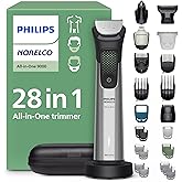 Philips Norelco All-in-One 9000 28-in-1 Trimmer, Face, Hair &amp; Body, Steel | Premium All-in-One Grooming, 27 Length Settings, Full Metal Blades, BeardSense Technology, Charging Stand, Travel Case