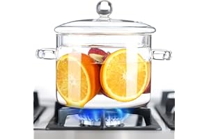 Glass Pots for Cooking on Stove, 1.5L/50OZ Simmer Pot with Lid,High Borosilicate, Heat-Resistant Safety Glass Pot for Stove, 