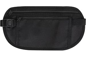 Bewudy Secure Travel Money Belt, Anti Theft Travel Bag, Travel Money Belt Under Clothes, Hidden Travel Pouch Protect Your Credit and Money With Blocking Passport Holder Waist Wallet (Black)